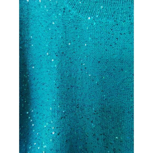 INC International Concepts Women's Sequin Turquoise Blue Sweater Size XL - Picture 5 of 6